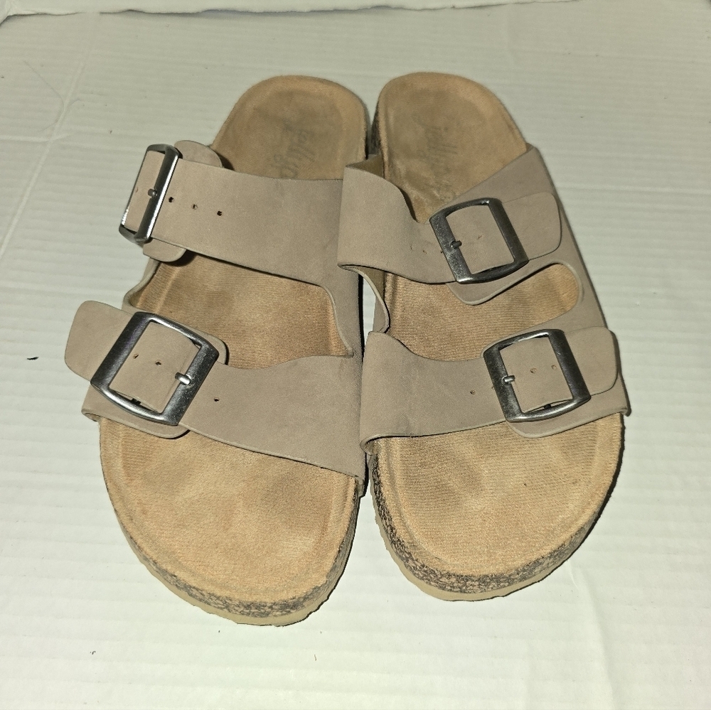 Jellypop Taupe Double Buckle Slide Sandals
